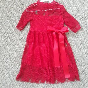 Girls Red Lace Dress Size 5